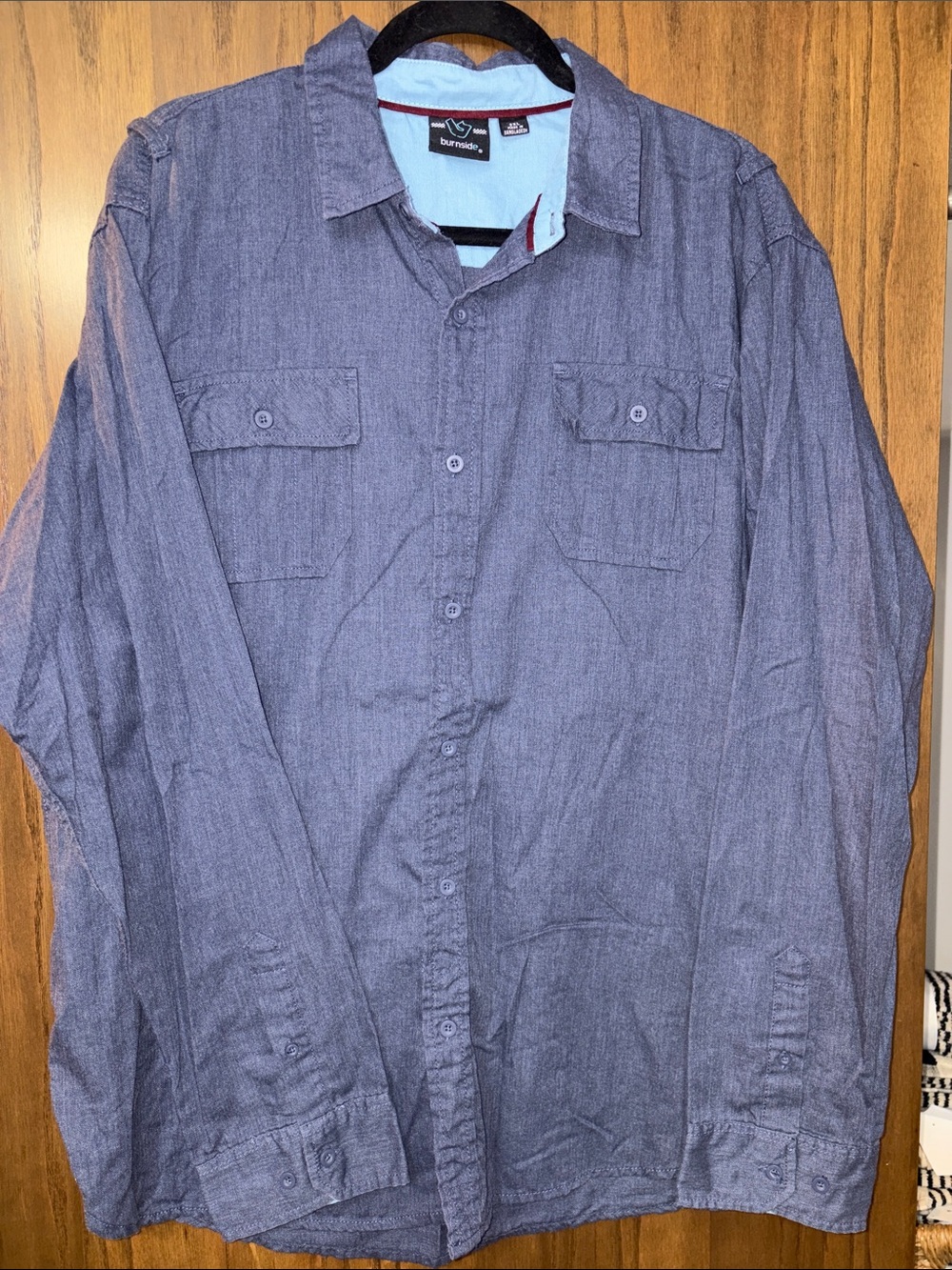 burnside Men's Heathered Navy Button-Down Casual Shirt
